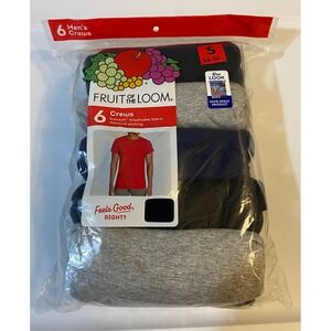 Fruit of the Loom Mens Crew Neck T-Shirts 6-Pack EverSoft Undershirts Small Mult
